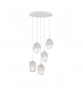 Ice 5 Light Cluster Pendant Ceiling Light White Colour Glass White Metal LED G9-1