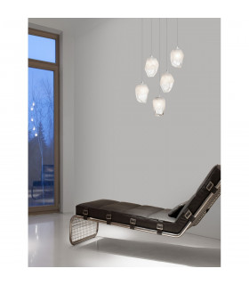 Ice 5 Light Cluster Pendant Ceiling Light White Colour Glass White Metal LED G9-2