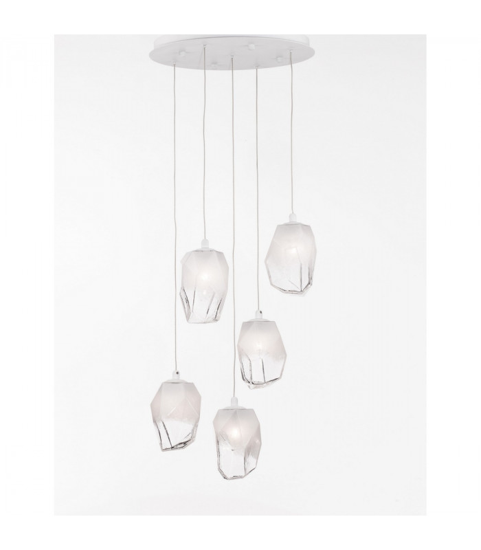 Ice 5 Light Cluster Pendant Ceiling Light White Colour Glass White Metal LED G9-3
