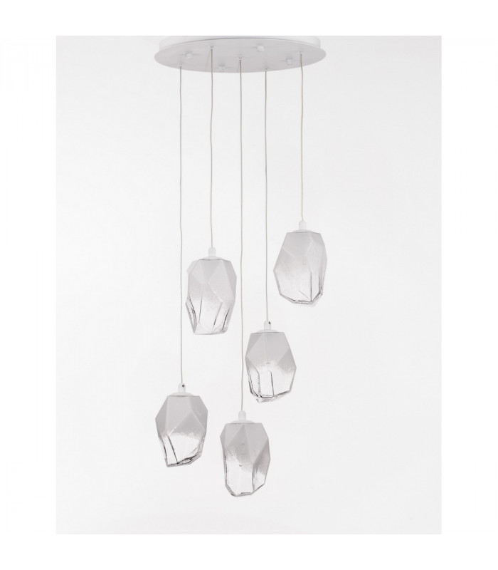 Ice 5 Light Cluster Pendant Ceiling Light White Colour Glass White Metal LED G9-4
