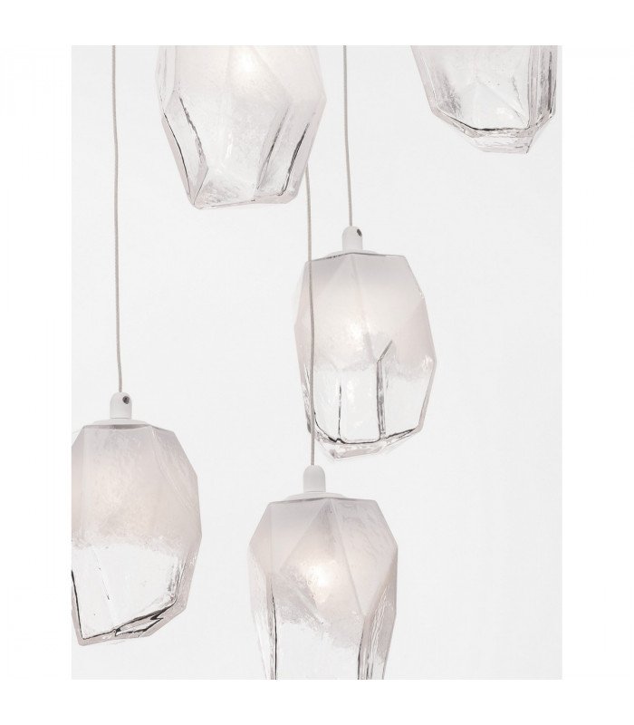 Ice 5 Light Cluster Pendant Ceiling Light White Colour Glass White Metal LED G9-5