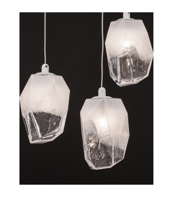 Ice 5 Light Cluster Pendant Ceiling Light White Colour Glass White Metal LED G9-6