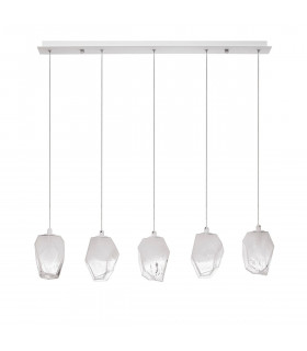 Ice 5 Light Bar Pendant Ceiling Light White Colour Glass White Metal LED G9-1
