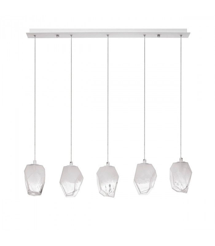 Ice 5 Light Bar Pendant Ceiling Light White Colour Glass White Metal LED G9-1