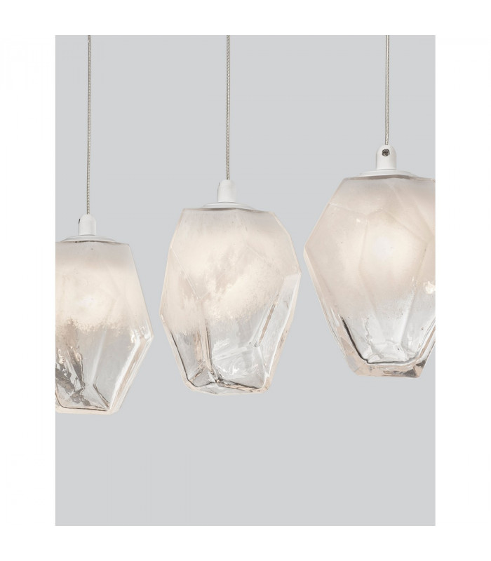 Ice 5 Light Bar Pendant Ceiling Light White Colour Glass White Metal LED G9-2