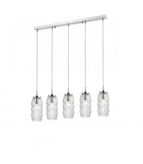 Laval 5 Light Bar Pendant Ceiling Light Clear Glass Chrome Base LED E14-1