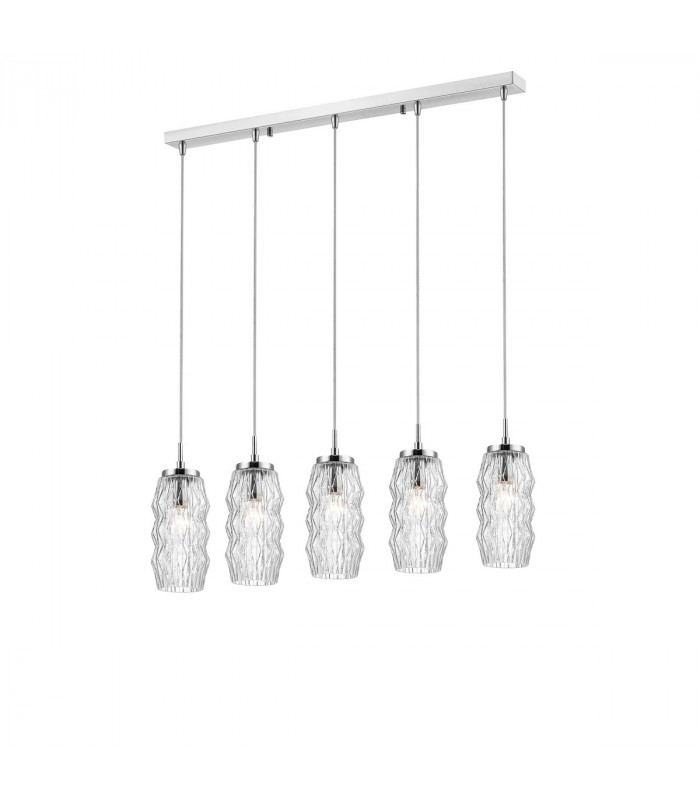 Laval 5 Light Bar Pendant Ceiling Light Clear Glass Chrome Base LED E14-1