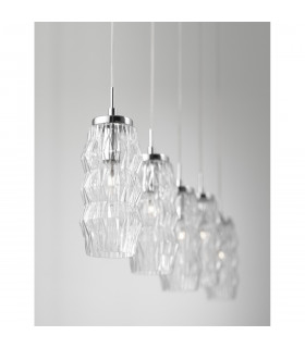 Laval 5 Light Bar Pendant Ceiling Light Clear Glass Chrome Base LED E14-2