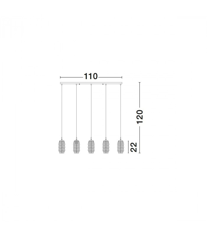 Laval 5 Light Bar Pendant Ceiling Light Clear Glass Chrome Base LED E14-4