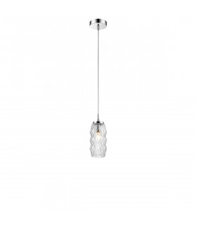 Laval Slim Pendant Ceiling Light Clear Glass Chrome Base LED E14-1
