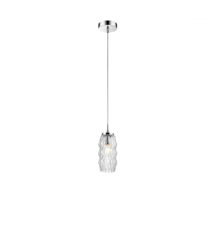 Laval Slim Pendant Ceiling Light Clear Glass Chrome Base LED E14-1