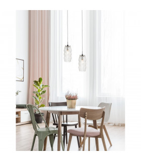 Laval Slim Pendant Ceiling Light Clear Glass Chrome Base LED E14-2