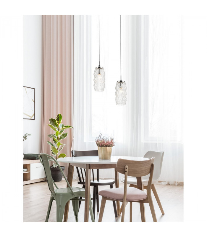 Laval Slim Pendant Ceiling Light Clear Glass Chrome Base LED E14-2