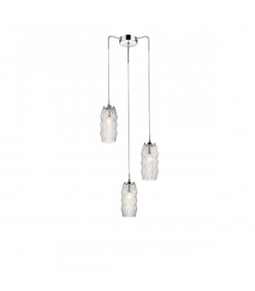 Laval 3 Light Cluster Pendant Ceiling Light Clear Glass Chrome Base LED E14-1