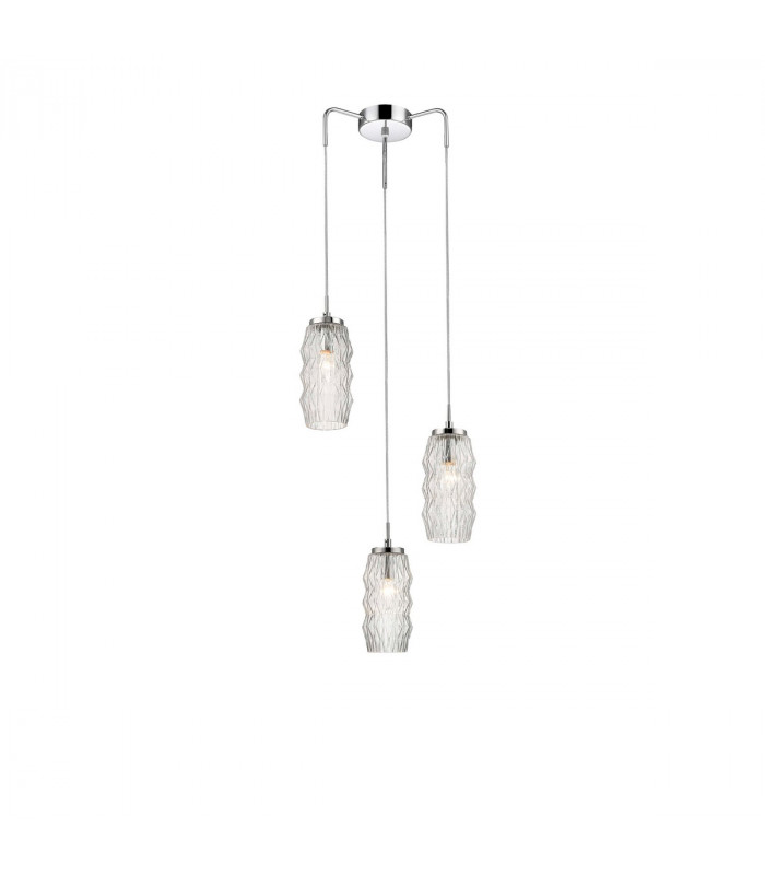 Laval 3 Light Cluster Pendant Ceiling Light Clear Glass Chrome Base LED E14-1