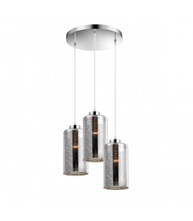 Blake 3 Light Cluster Pendant Ceiling Light Smoke Glass Chrome Aluminium LED E27-1