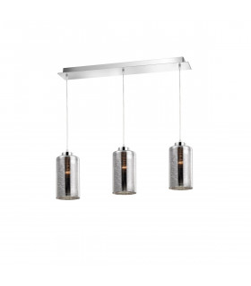 Blake 3 Light Bar Pendant Ceiling Light Smoke Glass Chrome Aluminium LED E27-1