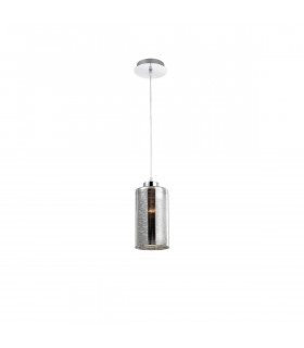 Blake Slim Pendant Ceiling Light Smoke Glass Chrome Aluminium LED E27-1