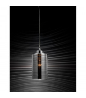 Blake Slim Pendant Ceiling Light Smoke Glass Chrome Aluminium LED E27-2