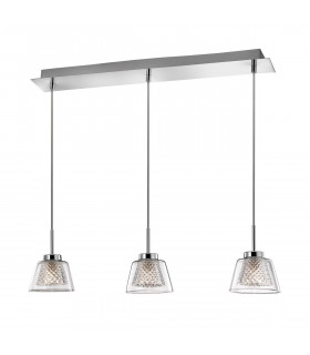 Boccale 3 Light Bar Pendant Ceiling Light Chrome Aluminium Clear Glass G9 Bulb Included-1