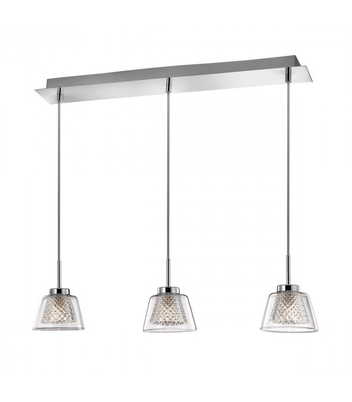 Boccale 3 Light Bar Pendant Ceiling Light Chrome Aluminium Clear Glass G9 Bulb Included-1