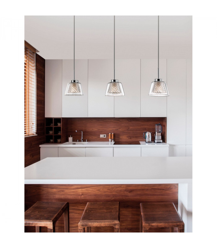 Boccale 3 Light Bar Pendant Ceiling Light Chrome Aluminium Clear Glass G9 Bulb Included-2