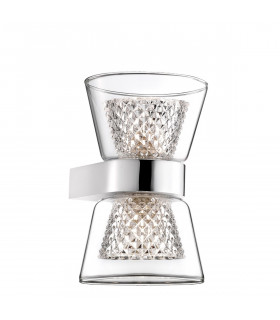 Boccale 2 Light Up & Down Wall Lamp Chrome Aluminium Clear Glass G9 Bulb Included-1