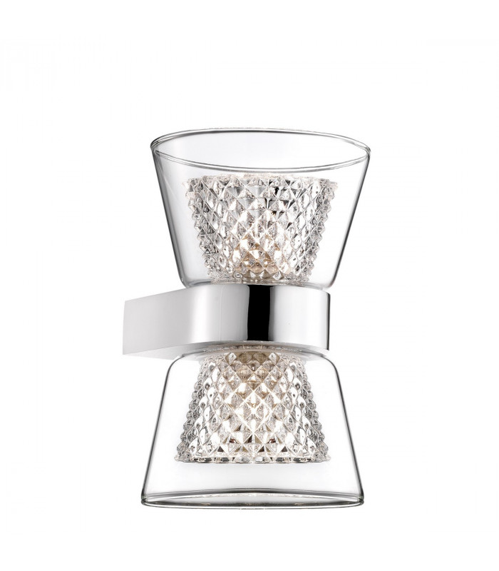 Boccale 2 Light Up & Down Wall Lamp Chrome Aluminium Clear Glass G9 Bulb Included-1