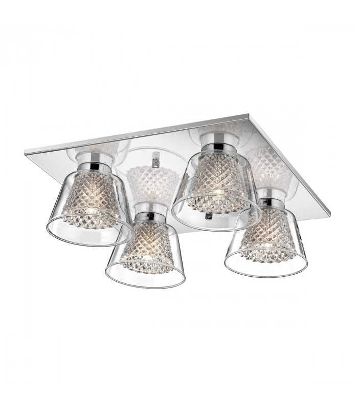 Boccale 4 Light Shade Cluster Ceiling Light Chrome Aluminium Clear Glass G9 Bulb Included-1