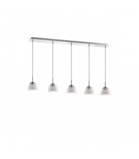 Boccale 5 Light Bar Pendant Ceiling Light Chrome Aluminium Clear Glass G9 Bulb Included-1