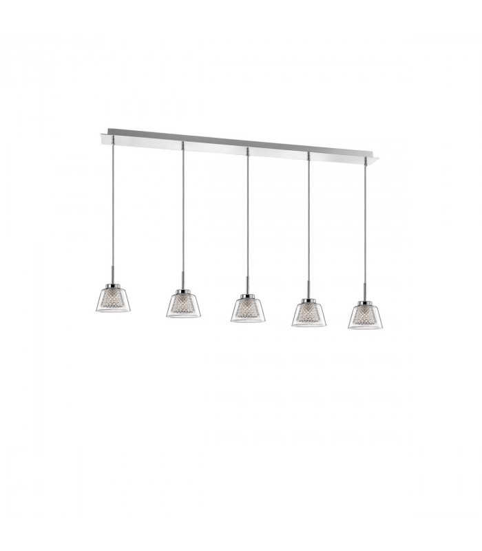 Boccale 5 Light Bar Pendant Ceiling Light Chrome Aluminium Clear Glass G9 Bulb Included-1