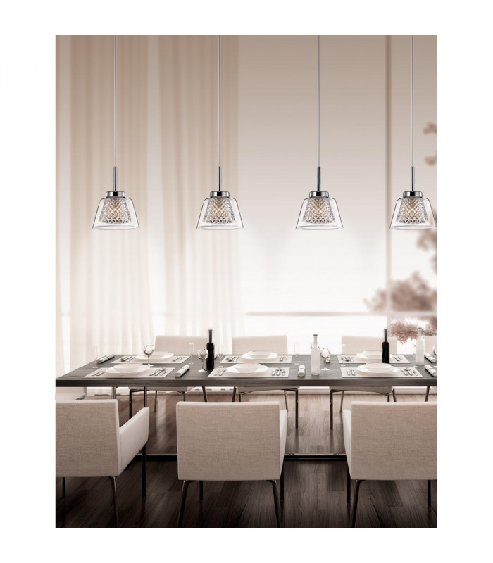 Boccale 5 Light Bar Pendant Ceiling Light Chrome Aluminium Clear Glass G9 Bulb Included-2
