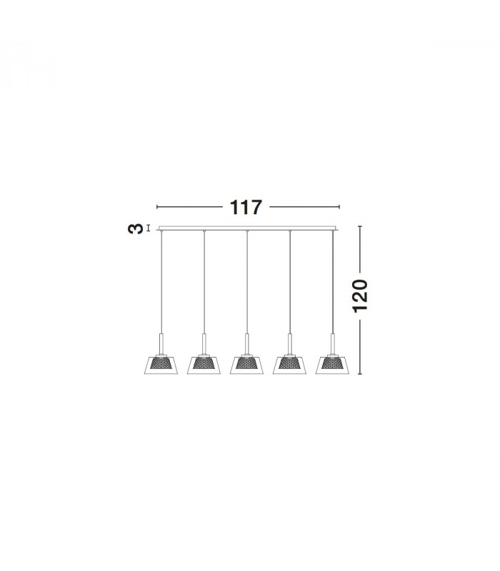 Boccale 5 Light Bar Pendant Ceiling Light Chrome Aluminium Clear Glass G9 Bulb Included-3