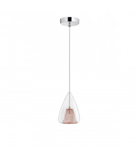 Hugo Dome Pendant Ceiling Light Chrome Aluminium Clear Glass Rose Gold Frame LED G9-1