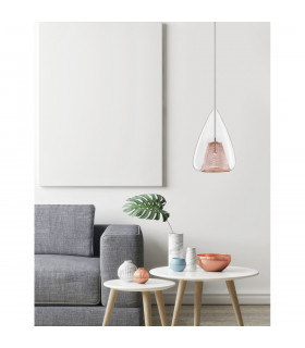 Hugo Dome Pendant Ceiling Light Chrome Aluminium Clear Glass Rose Gold Frame LED G9-2