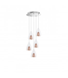 Hugo 5 Light Cluster Pendant Ceiling Light Chrome Aluminium Clear Glass Rose Gold Frame LED G9-1