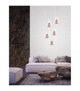 Hugo 5 Light Cluster Pendant Ceiling Light Chrome Aluminium Clear Glass Rose Gold Frame LED G9-2