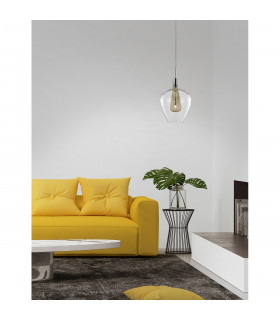 Filo 18cm Dome Pendant Ceiling Light Chrome Aluminium Clear Glass Gold Frame LED G9-2