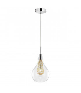 Filo 16cm Dome Pendant Ceiling Light Chrome Aluminium Clear Glass Gold Frame LED G9-1