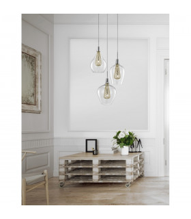 Filo 3 Light Cluster Pendant Ceiling Light Chrome Aluminium Clear Glass Gold Frame LED G9-2