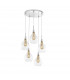 Filo 5 Light Cluster Pendant Ceiling Light Chrome Aluminium Clear Glass Gold Frame LED G9-1