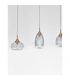 Mond 3 Light Bar Pendant Ceiling Light Satin Gold Metal Clear Glass LED E14-2