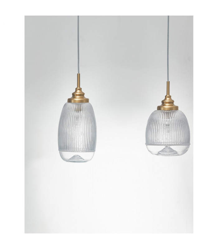 Mond 3 Light Bar Pendant Ceiling Light Satin Gold Metal Clear Glass LED E14-3