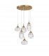 Mond 6 Light Cluster Pendant Ceiling Light Satin Gold Metal Clear Glass LED E14IP20-1
