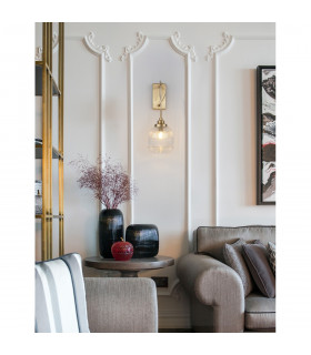 Mond Dome Wall Lamp Satin Gold Metal Clear Glass LED E14-2