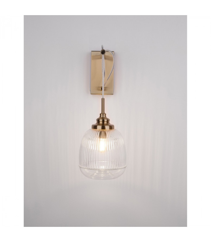 Mond Dome Wall Lamp Satin Gold Metal Clear Glass LED E14-3