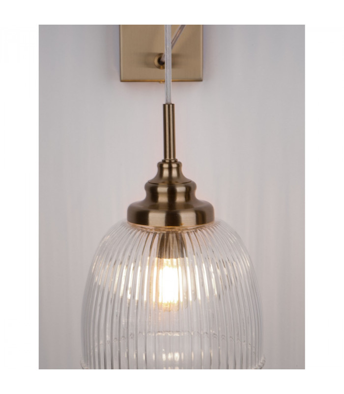 Mond Dome Wall Lamp Satin Gold Metal Clear Glass LED E14-5