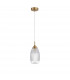 Mond 13cm Dome Pendant Ceiling Light Satin Gold Metal Clear Glass LED E14-1