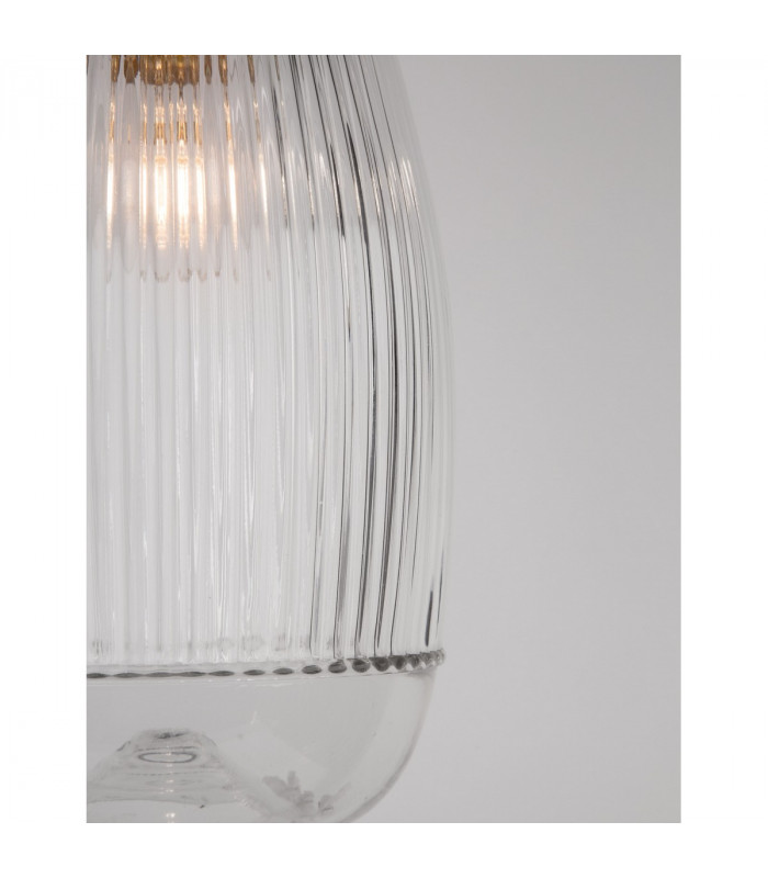 Mond 13cm Dome Pendant Ceiling Light Satin Gold Metal Clear Glass LED E14-3