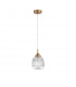 Mond 15cm Dome Pendant Ceiling Light Satin Gold Metal Clear Glass LED E14-1